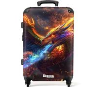 NoBoringSuitcases.com® Trolley Mediano Infantil 67x43x25 cm Maletas Medianas Maleta Mediana Viaje Rígido Ligero 4 Ruedas Talla M Equipaje Suitcase Dragón - Fuego - Mágico