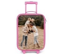 NoBoringSuitcases.com® Valigia per Bambini Personalizzato Compatta | 48x31x19 cm Rosa Maletas De Viaje Cabina Trolley Con Ruedas LED Rigida Ultraligero Tu Foto