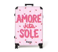 NoBoringSuitcases© Maleta Grande Trolley Viaje Rígida Ligera 4 Ruedas Talla | 77x51.5x28 cm - L XL Maletas Grandes Equipaje Large Amor - Vida - Sol - Rosa - Corazones