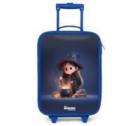 NoBoringSuitcases© Maleta Infantil Azul Compacto Maletas De Viaje Cabina | 48x31x19 cm - Trolley Con Ruedas LED Rigida Ultraligero - Niñas - Chica - Caldero
