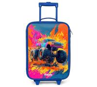 NoBoringSuitcases© Maleta Infantil Azul Compacto Maletas De Viaje Cabina | 48x31x19 cm - Trolley Con Ruedas LED Rigida Ultraligero - Niños - Monster truck - Salpicaduras - Explosión