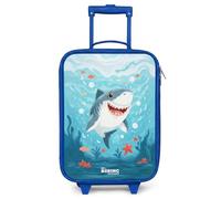 NoBoringSuitcases© Maleta Infantil Azul Compacto Maletas De Viaje Cabina | 48x31x19 cm - Trolley Con Ruedas LED Rigida Ultraligero - Niños - Tiburón - Agua - Mar