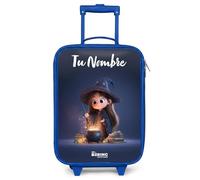 NoBoringSuitcases© Maleta Infantil Azul Personalizado con Nombre Maletas | 48x31x19 cm - Viaje Cabina Trolley Ruedas LED Rigida Ultraligero - Niñas - Chica - Caldero