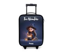NoBoringSuitcases© Maleta Infantil Personalizado con Nombre Maletas | 48x31x19 cm - Viaje Cabina Trolley Ruedas LED Rigida Ultraligero - Niñas - Chica - Caldero