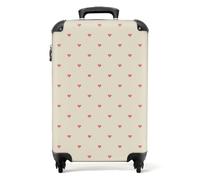 NoBoringSuitcases© Maletas de Viaje Cabina, Equipaje Mano, Trolley con 4 | 55x40x20 cm - ruedas giratorias rotación 360, Divertidas, TSA cerradura, 10kg avion, Corazones rosas