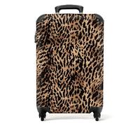 NoBoringSuitcases© Maletas de Viaje Cabina, Equipaje Mano, Trolley con 4 | 55x40x20 cm - ruedas giratorias rotación 360, Divertidas, 10kg avion, Estampado Leopardo Oscuro