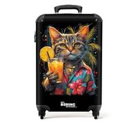 NoBoringSuitcases© Maletas de Viaje Cabina, Maleta | 55x40x20 cm - Trolley con ruedas, 10kg, Equipaje Mano (Gato, tropical)
