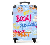 NoBoringSuitcases© Maletas de Viaje Cabina, Maleta | 55x40x20 cm - Trolley con ruedas, Mano, 10kg, Equipaje (Graffiti - Azul)