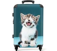 NoBoringSuitcases© Maletas Niños, Maleta Niño, Mediana 4 Ruedas | 72 L - de Viaje Grandes 23 Kilos, Cerradura TSA, Grande, Suitcase Large (67 cm) (Gatito - Azul)