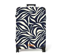 NoBoringSuitcases© Trolley Grande Equipaje Viaje Maleta Rígido Ligero 4 | 77x51.5x28 cm - Ruedas Talla L XL Maletas Grandes Large Hojas - Azul - Patrón - Blanco