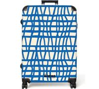NoBoringSuitcases© Trolley Grande Equipaje Viaje Maleta Rígido Ligero 4 | 77x51.5x28 cm - Ruedas Talla L XL Maletas Grandes Large Rombos - Azul - Crema