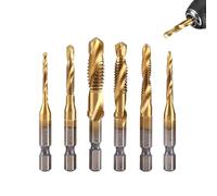 Nobrands 6pcs/Set M3 a M10 Taladros HSS Recubiertos de Titanio y Brocas 1/4 Rosca métrica de vástago Hexagonal