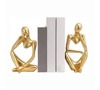 NOBRIM Estante para Libros Sujetalibros de decoración Dorada, sujetalibros Antideslizantes, Soporte Resistente para Libros, Oficina y estantería, Tope Decorativo para Libros Sujeta Libros Originales