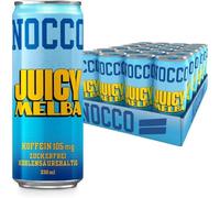NOCCO BCAA - Bebida Energética con 180mg Cafeína, 3000 mg BCAA, Sin Azúcar, Sin Carbohidratos, Enriquecida con Vitaminas - 24 x 330ml inkl. Pfand (Juicy Melba)