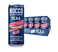 NOCCO BCAA Miami Fresa 24 x 330 ml incluye potencias de proteína de potencia: Bebida sin azúcar No Carbs Company, potenciador de vitaminas y cafeína