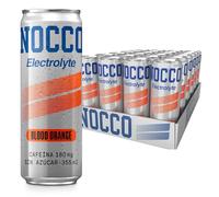 NOCCO Electrolyte Bebida Energética - con Magnesio y Potasio, 180 mg Cafeína, Sin Azúcar, con Vitaminas - 24 x 330 ml (Blood Orange)