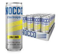 NOCCO Electrolyte Bebida Energética - con Magnesio y Potasio, 180 mg Cafeína, Sin Azúcar, con Vitaminas - 24 x 330 ml (Lemon/Lime)