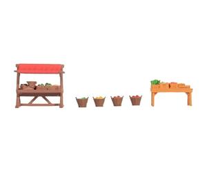 NOCH Accesorios de Mercado semanal, Puesto de Mercado con Verduras, para modelismo H0, Coloreado a Mano para escenas realistas del Mercado