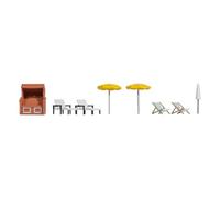 NOCH Accesorios de Playa, Juego de construcción de maquetas con Silla de Playa, tumbonas y sombrillas para el Ancho de vía H0 a Escala 1:87