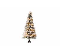 NOCH-Iluminated Christmas Tree Snowy, with 30 Leds, 12 cm High Árbol de Navidad Iluminado, nevado, Color Coloured, (22130)
