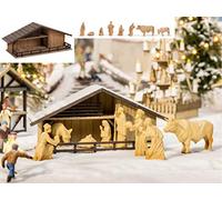 NOCH Christmas Market Manger with Figures in Wood Look (14394)