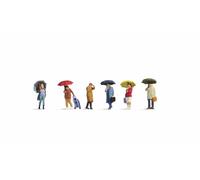 Noch Figuras para dioramas Gente en la Lluvia H0 — 6 piezas coloreadas a mano