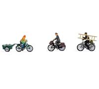 Noch H0 Figuras de Ciclista, Juego de Figuras de plástico, 3 Piezas de Modelo de Carril Accesorios para el Ancho de vía H0 en Escala 1:87