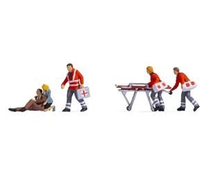 NOCH® Juego de Figuras accidente de tráfico, Escenario de Primeros Auxilios para Modelo de ferrocarril, diseño Realista en 1:160
