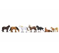 NOCH Kaltblutpferde, Handkolorierte Figuras de Animales, Set Con Ocho para
