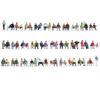Noch Mega Kit Ahorro „Sentados “, 60 Figuras de Plástico, Pintada a Mano para