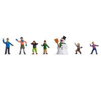 NOCH Set Figuras H0 Niños En La Nieve Para Escenografía 1:87, Pintado A Mano