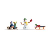 NOCH Set Figuras „ Niños En Nieve “, Inviernales Decorativas, Pintada a Mano