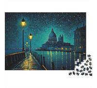 Noche Canal de Venecia 1000 Piezas Stock De Cartas Premium Rompecabezas Premium para Adultos Desafío Educativo Decoración De Paredes 70x50cm/1000pcs