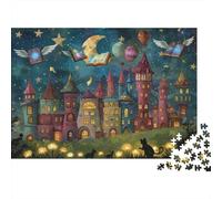 Noche Castillo Fantasía Rompecabezas Color Vibrante 1000 Piezas Adultos Castillo Cuento Hadas Libro Mágico Premium Grueso Resistente Desafiante Difícil Alivio Estrés 70x50cm/1000pcs