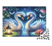 Noche de Amor de Cisne Puzzle 1000 Piezas Papel Reciclado para Adultos Puzzle para Adultos Juego Familiar Divertido y desafiante Excelente Idea de Regalo para relajación 38x26cm/1000pcs
