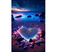 Noche de Amor en la Playa Puzle de 300 Piezas 40x28 cm - Rompecabezas DIY Pintura, Entretenimiento Creativo Adultos Mayores de 14 años Decoración del Hogar