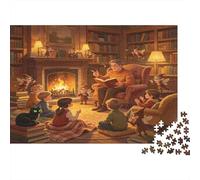 Noche de Cuentos en Familia Junto a la Chimenea Puzzle de 1000 Piezas para Adultos Papel Sala Acogedora Relajante Mejora Atención Regalo 38x26cm/1000pcs