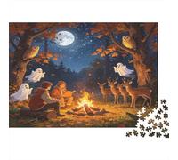 Noche de Fogata Bosque Puzzle de 1000 Piezas Papel para Adultos Espíritus Encantados y Vida Salvaje Juego Familia Relajación Regalo Hogar 38x26cm/1000pcs