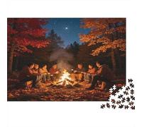 Noche de Fogata Encuentro Puzzle de 1000 Piezas Cartón para Adultos Bosque de Otoño Juego de Puzzle 1000 Piezas Relajación Hogar Regalo 38x26cm/1000pcs