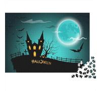 Noche de Halloween Rompecabezas Imposible,desafío for Adults Castillo embrujado Juego Educativo 1000 Piezas Obra De Arte De Juego De para Adultos Y Niños 1000pcs (75x50cm)