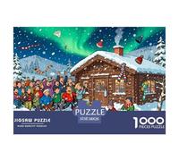 Noche de la cabaña Noruega Aurora Puzzle De Madera Impermeable DIY Puzzles De 1000 Piezas Regalos para Adultos Colorido Rompecabezas Decoración del Hogar