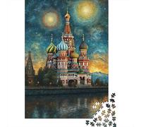 Noche de la Catedral de San Basilio Rompecabezas 1000 Piezas Acertijos Inteligentes Ilustrados Adultos Papel DIY Regalo Navidad Familiar 52x38cm/1000pcs