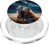 Noche De Lobos En La Playa Bajo Lobos Cielo Estrellado PopSockets PopGrip para MagSafe