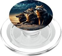 Noche De Lobos En La Playa Bajo Lobos Cielo Estrellado PopSockets PopGrip para MagSafe