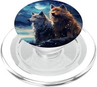 Noche De Lobos En La Playa Bajo Lobos Cielo Estrellado PopSockets PopGrip para MagSafe
