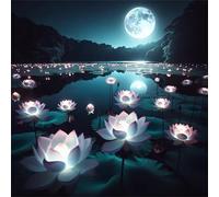 Noche de Loto a la luz de la Luna Puzzle 200 Piezas Rompecabezas para Adultos 200 Piezas Juego de desafiante Rompecabezas Familiar Regalo Adulto