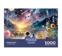 Noche de Meteoros Campo de Flores Puzzle de 1000 Piezas Papel para Adultos Paisaje Nocturno Relajación Familiar Decoración Regalo 70x50cm/1000pcs