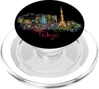Noche de Tokio, Viaje a Japón, Recuerdo, Panorama, Ciudad, Regalo PopSockets PopGrip para MagSafe