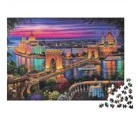 Noche del Puente de Budapest Rompecabezas 1000 Piezas Cartón Resistente para Coleccionistas Ultra Difícil Juego De Fiesta Mejor Regalo para Coleccionistas Aficionados 38x26cm/1000pcs