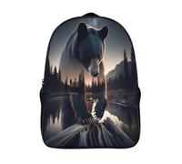noche en el bosque de osos mochila escolar 3d impresos con arnés ajustables fauna mochila deportes al aire libre diseño ergonómico mochilas impresos 2 compartimento-16,para estudiantes regalo
